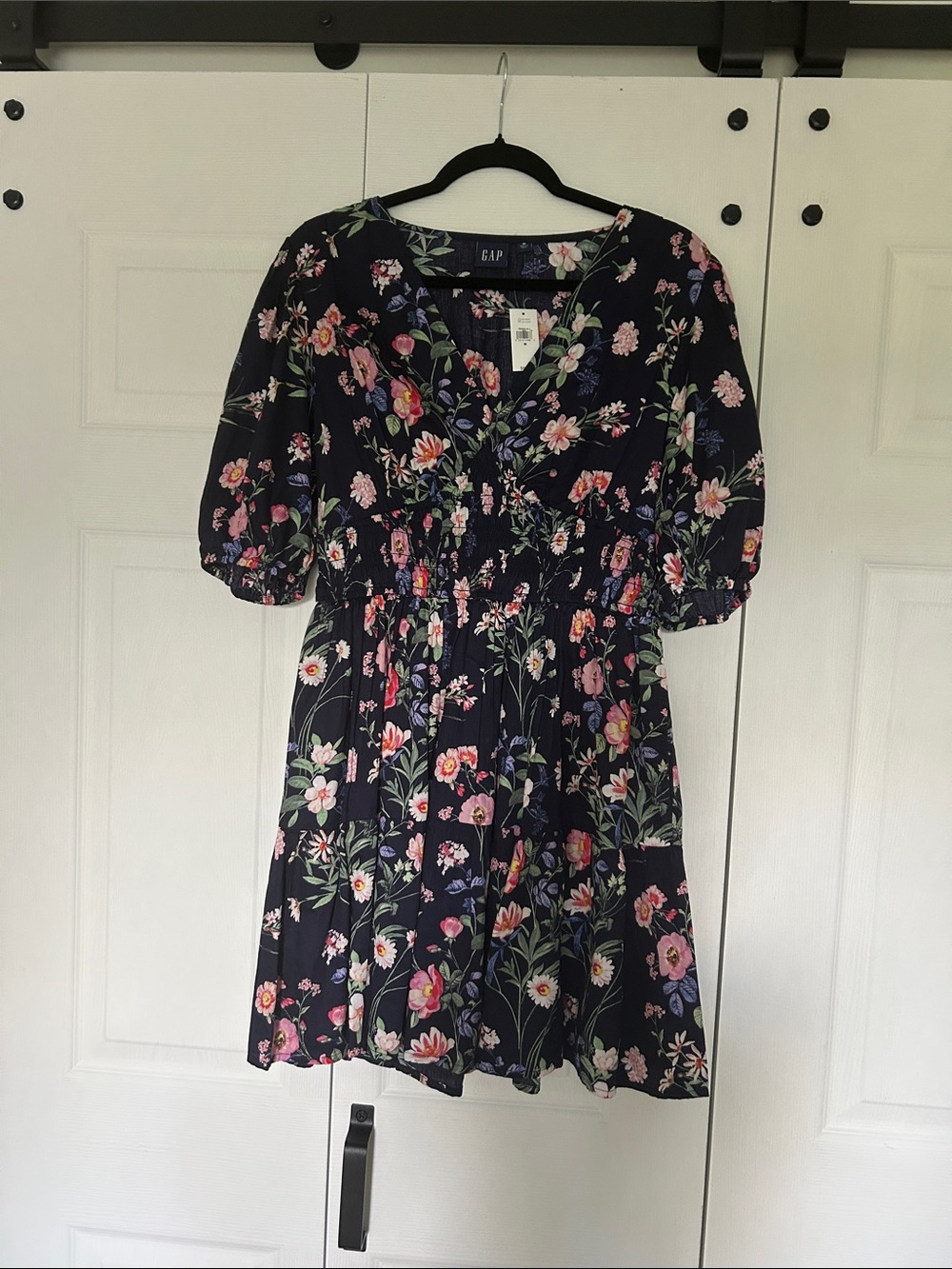 GAP Navy Floral V-Neck Short Dress with Pockets